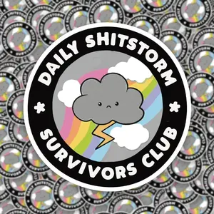 5PCS Daily Big Shit Storm Survivor Club , Cartoon Cloud Design Motorcycle Stickers Waterproof for Motorcycle Helmets, Fuel Tanks, Bodywork, Car Rear Window, Triangle Window, DIY Metal and Glass Surface