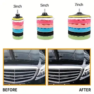 8Pcs 3/5/7 inch Car Polishing Disc Self-Adhesive Buffing Waxing Sponge Wool Wheel Polishing Pad For Car Polisher Drill Adapter