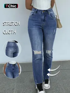 Gilipur Y2K Women's Ripped Jeans, Lightweight Casual Denim Jeans, Vintage Ripped Jean, Perfect for Daily Wear, Back-To-School Fashion