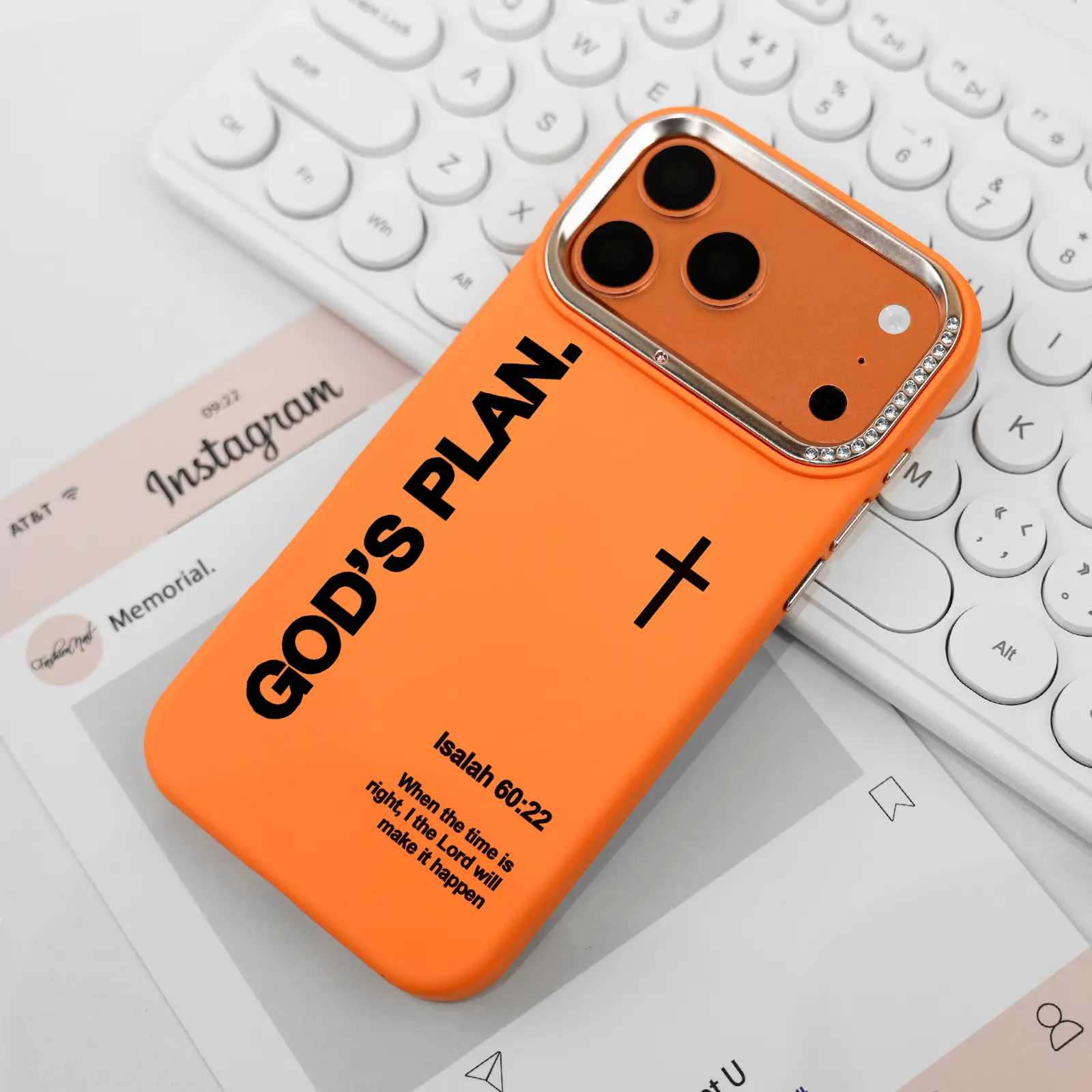 Aesthetic Isaiah 60:22 Christian Case for iPhone 17Pro Max Air 16 15Plus 14 13 12 11 XR XS cases eep Your Faith Shining  Diamond Camera Matte Case - Psalm Inspired Aesthetic Cover Meaningful Gift for Her Elegant Christian Cross Matte Case.NN102