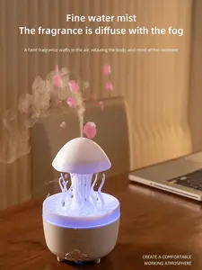 Colorful night light, rotating misting raindrop mushroom, aquatic plant, jellyfish ultrasonic aroma diffuser humidifier, silent spray Multi-functional large mist humidifier