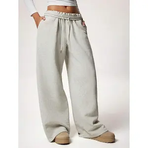 Winter New Thermal Lined Thick Casual Versatile High Waist Elastic Waist Loose Wide Leg Sweatpants