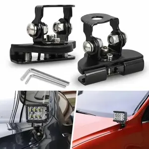 2PCS LED Light Bar Universal Mounting Bracket Adjustable A-Pillar Hood LED Work Lights Mount Bracket Clamp Holder Without Drilling Durable Material Vehicle Compatibility Easy Installation Protective Design Stainless Steel Strength
