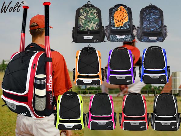 WOLT Baseball Bag Softball Backpack with Fence Hook & Shoe Compartment, Durable Tball Equipment Gear Bag for Youth & Adults, Fits Helmet Bat Gloves WOLT Baseball Bag Softball Backpack with Fence Hook & Shoe Compartment, Durable Tball Equipment Gear Bag for Youth & Adults, Fits Helmet Bat Gloves