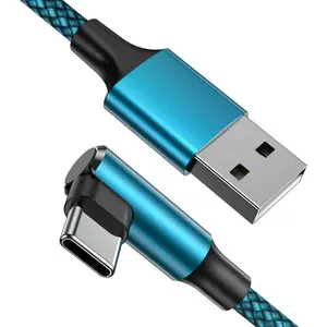 USB C , Right Angle Type c Charger [2-Pack 10ft], Durable Nylon Braided USB A to Type C Charger  for  15/15 Pro/ 15 Plus/ 15 Pro Max,  Galaxy S23 Ultra S22 S21 (Cyan)