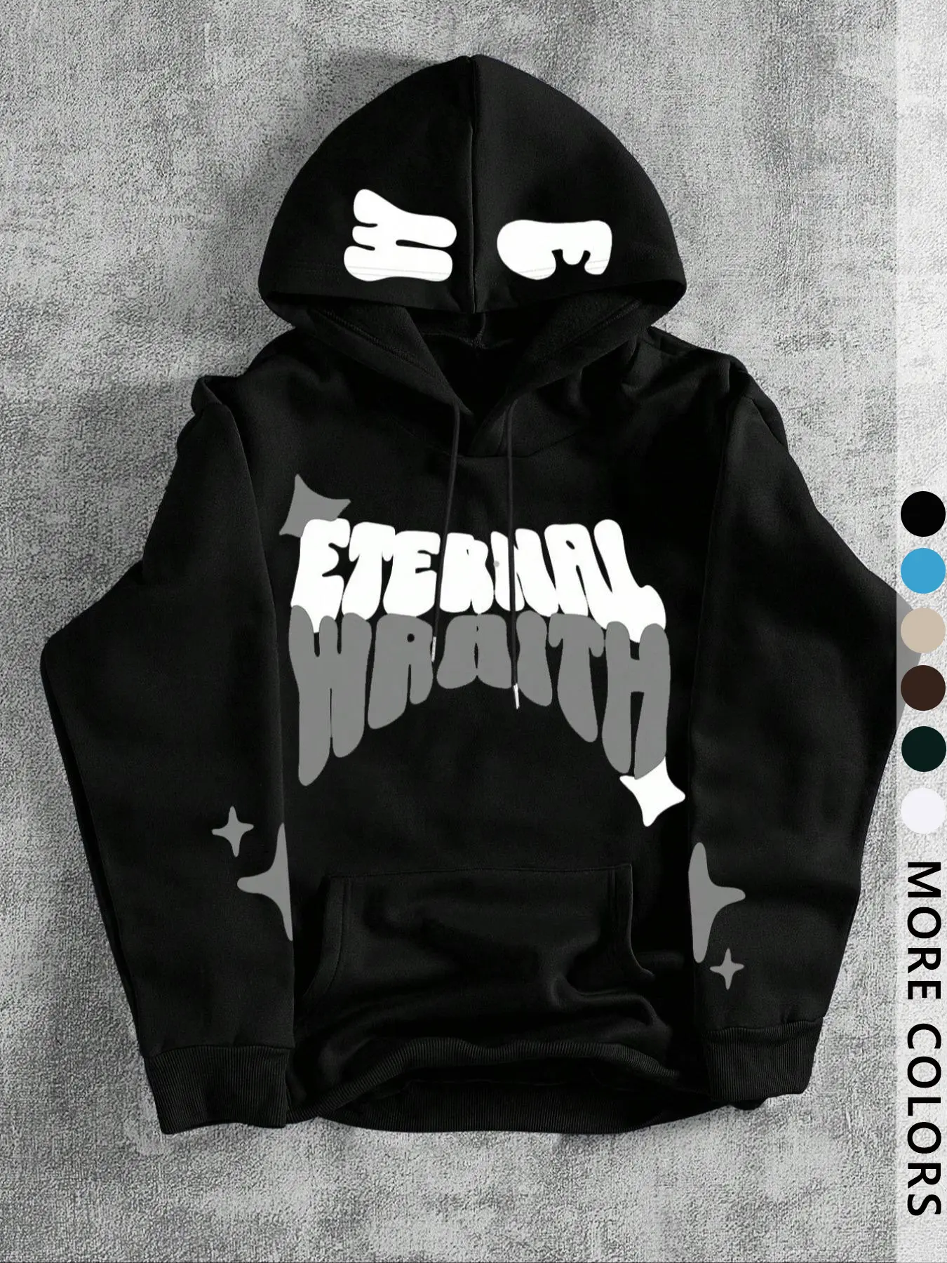 Unisex Streetwear 'eternal' Letter & Star Print Hoodie, Letter Graphic Hoodie, Fall&winter Casual Drop Shoulder Sweatshirt, Y2K Gothic Style, Trendy Fashion Clothing Tops