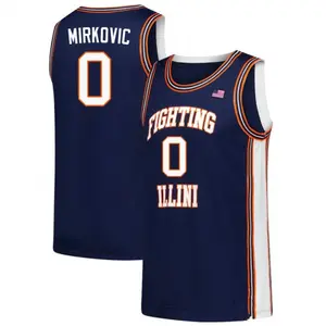 Navy Blue #0 Mirkovic Basketball Jersey College Style Mesh Tank, Fighting Illini Inspired Jersey, Game Day Outfit, Sports Fan Gift