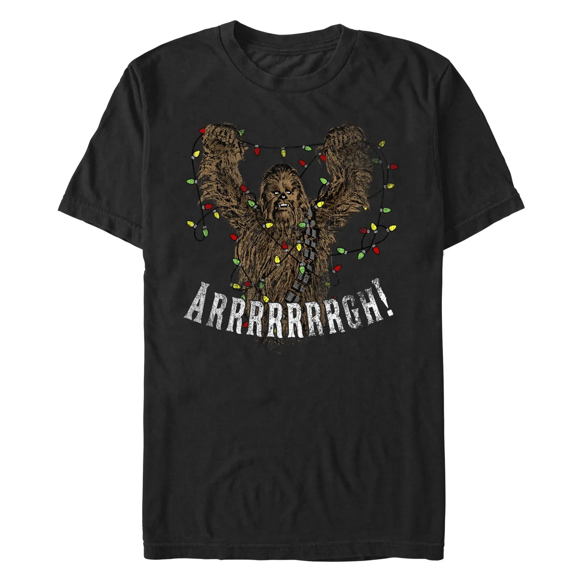 Men's Star Wars: A New Hope Christmas Chewbacca Graphic Apparel, Short-Sleeve Casual Fashion T-Shirt