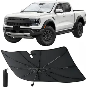 EcoNour Umbrella Windshield Sun Shade for Car |   Foldable UV Blocker Front Windshield Sunshade |   Umbrella Shade Accessories with Storage Pouch |   Full Size SUVs & Pickup Truck & Van |   Large - 61"x35"