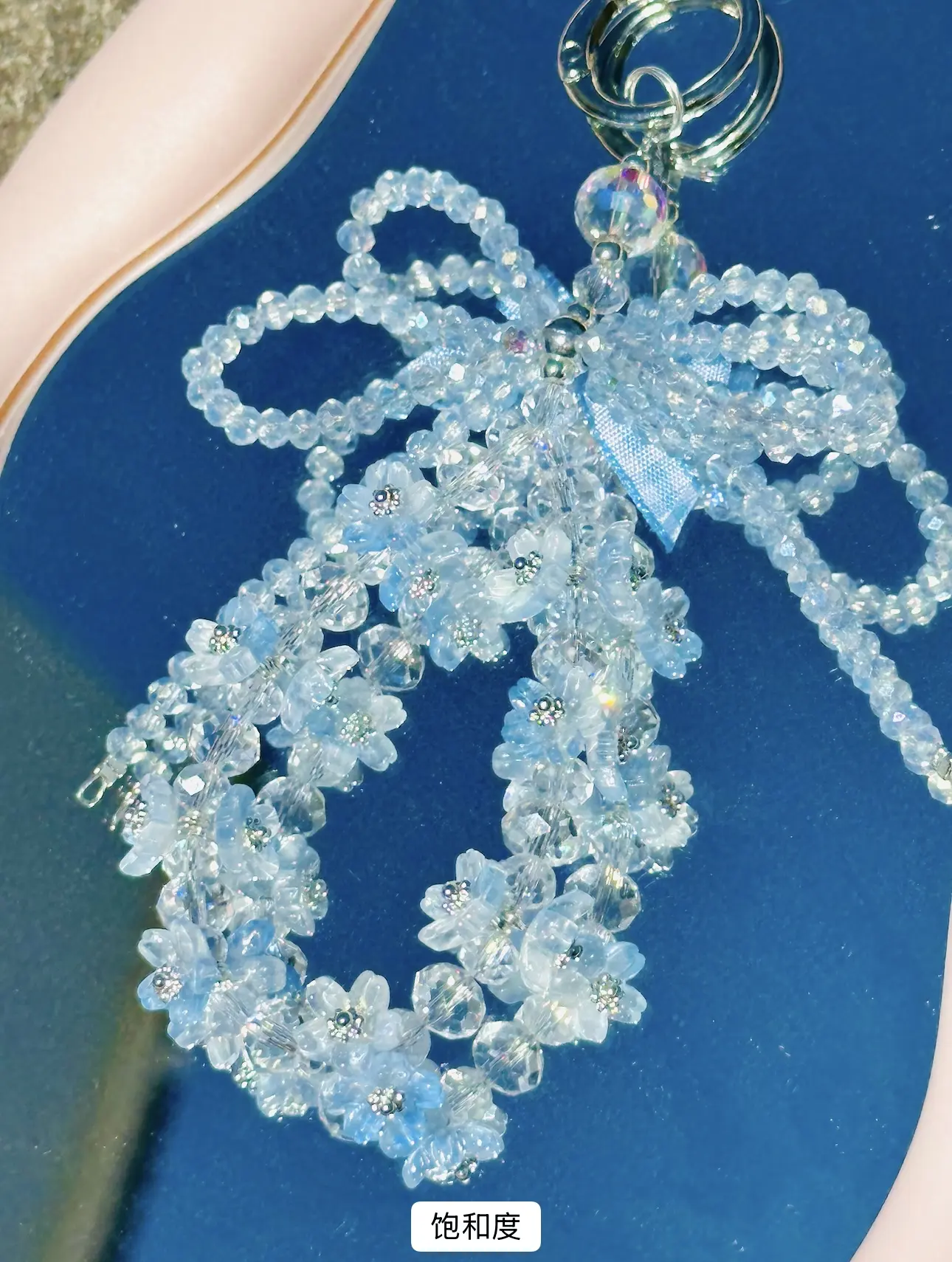 Phonechains Crystal Beaded Keychain with Bow Design for Phone Accessories