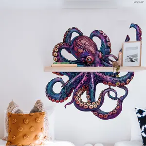 2D flat, one (30*90cm) octopus fantasy ocean style wall stickers, Wall Decal, living room, entrance, corridor home decoration and beautification stickers, self-adhesive M21227-KR