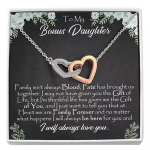 To My Bonus Daughter Necklace, Birthday Jewelry Gift Keepsake for Her, Necklace for Bonus Daughter From Step Dad and Mom