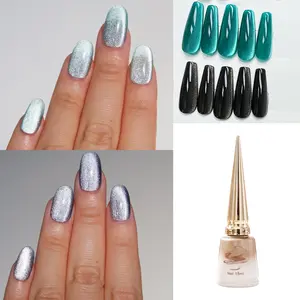 15ml Black & Green Cat Eye Silver Snowlight UV Gel/ Velvet Magnetic Shining Smoothie Wide Crystal Manicure UV Gel polish/Ice gel Magnet Gel