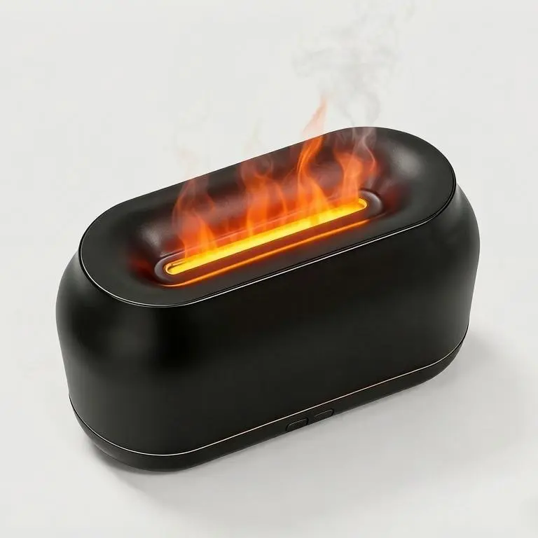 Aromatherapy Humidifier - Candle Design Desktop Space-Saving Home Humidifier, Safe Pulsating Flame, Color-Changing Feature for At-Home Routine