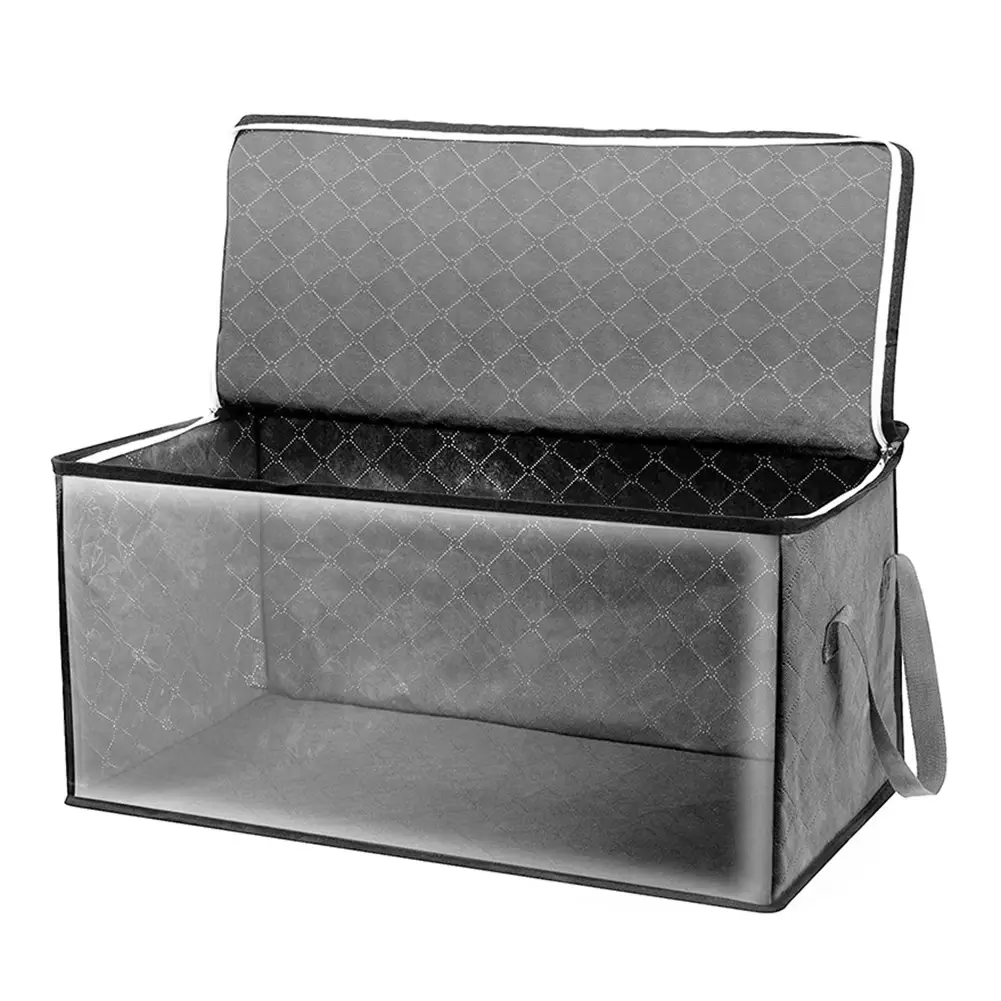 Large Capacity Clothes Storage Bag Non-Woven Foldable Quilt Storage Bag with Lids Zipper Wardrobe Clothing Organizer Sorting Box No brand