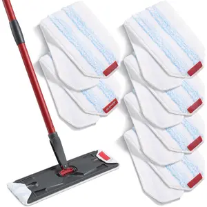 Microfiber Mop Pads 6 count, 15.95" x 4.33"  Washable Replacements Mop Pads for  Floor Compatible with  H2prO, Blue and White Stripes