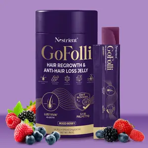 Nestrient GoFolli Hair Growth Support Jelly with Biotin & Collagen for Fuller Thicker Hair – Mixed Berry, Peach Passion Fruit, Pineapple Mango