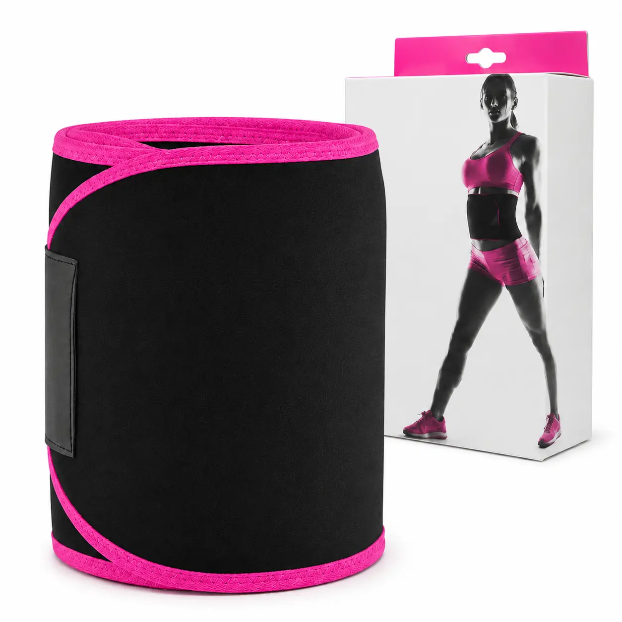 Trainer for Women and Men - Sweat Band Waist Trainer Belt for High Intensity Training and Gym Workouts, 5 Adjustable Sizes - Black/Pink