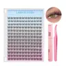 Natural Individual Lash Kit - Cosmetic Make Up Beauty Eyelash Clusters Set with 9-12mm 168PCS Wispy Lash Cluster, Bond, Seal & Tweezers for Beginners