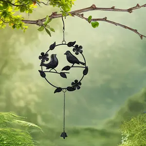 1pc, outdoor bird shaped metal decorative wind chime with bell, welcome wind chime for house, garden, patio, door, greenhouse, indoor decorative wind chime, black (bird shaped) with melodious sound, holiday, party and birthday gift.