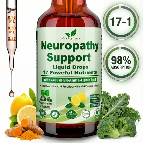 Neuropathy Supplements Liquid Drops, Advance 17-in-1 Stabilized R-Alpha Lipoic Acid (R-ALA) w. Acetyl L-Carnitine Vitamin B-Complex Magnesium, High Potency R-Lipoic Acid for Nerve Antioxidant Energy