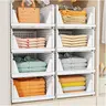 5 Pack Stackable Closet Storage Basket, Multifunctional & Foldable Closet Organizer for Bathroom Kitchen Laundry Room Wardrobe Storage, Space-Saving Clothes Storage Drawer Organizer