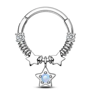 Oufer 16G Fairy Opal Star Hinged Segment Septum Ring
