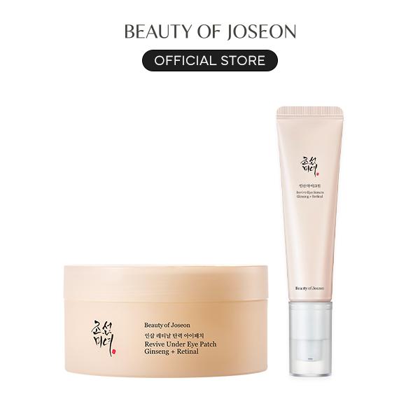 [Beauty of Joseon Official] Ginseng Retinal Eye Care Set (Revive Eye Serum 30mL + Eye Patches 60ea) | Firming Wrinkles, Depuffing, Brightening Dark Circles, Moisturizing, Hydrating Antioxidants, Korean Skincare