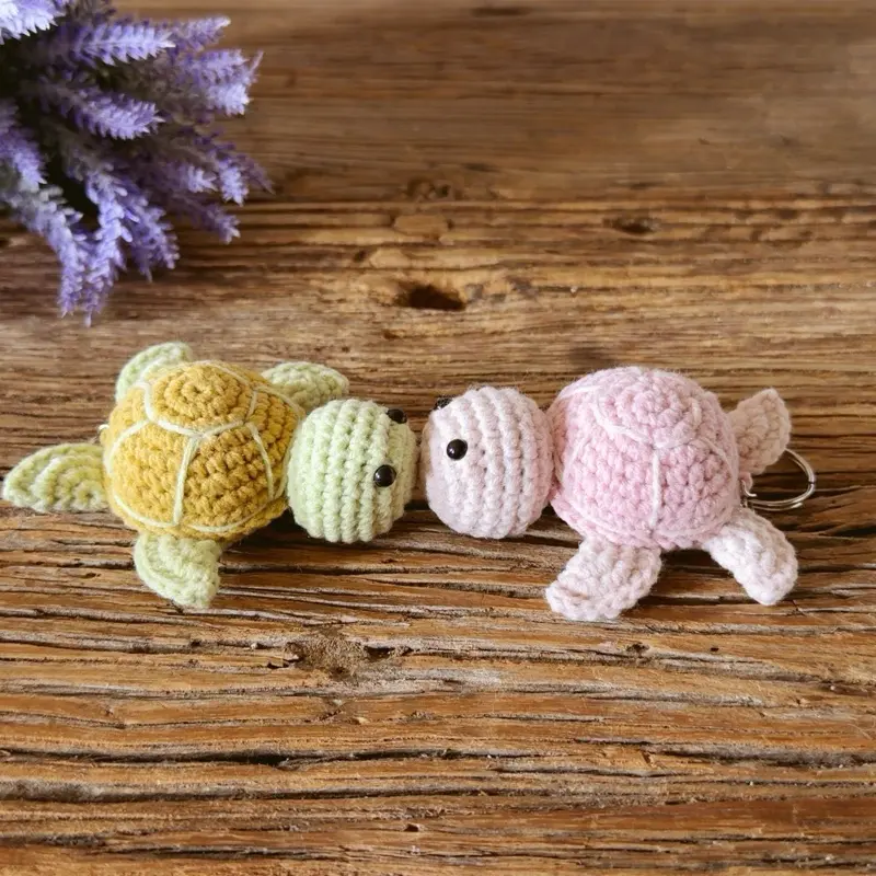 Mini Crochet Turtle - Handmade Amigurumi Backpack Charm, Cute Knit Animal Key Ring, Pocket turtle Buddy, Gift for turtle Lovers
