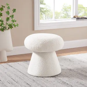 VANOMi Mushroom Foot Rest Stool, Small Upholstered Boucle Footstool Ottoman for for Makeup, Living Room, Bedroom, Under Desk storage ottoman