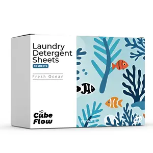 Cube Flow Laundry Detergent Sheets Fresh Ocean Scent 100 Loads
