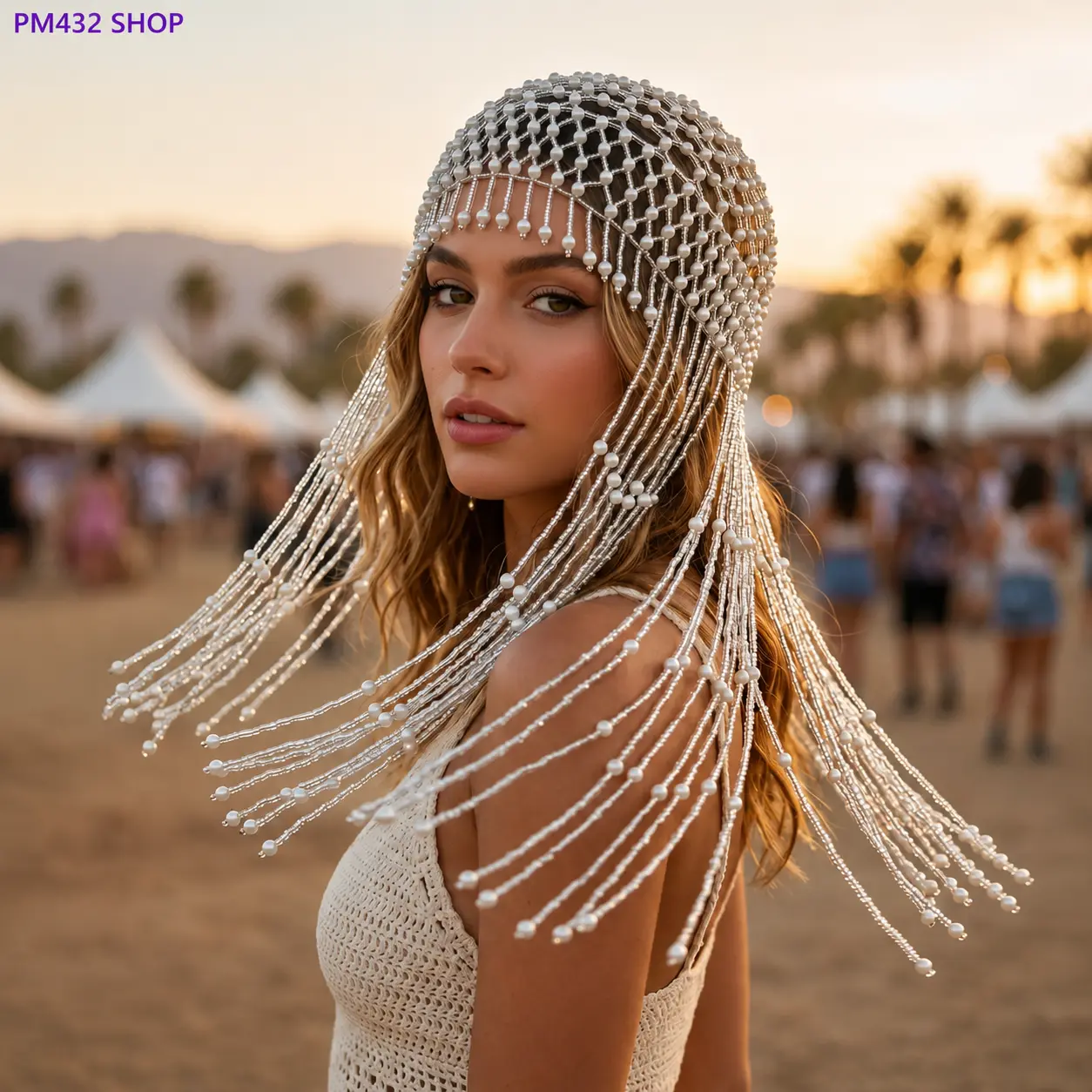 Elegant Artificial Pearl Juliet Cap Veil Headpiece with Long Fringes & Bride Hair Net, Bridal Wedding Hair Accessory for Bride, Party Wear, Multiple Colors Available
