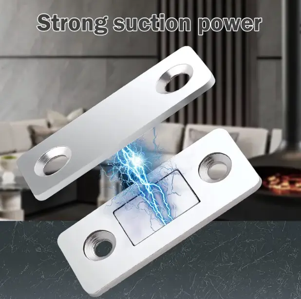 Magnetic Cabinet Safety Locks - Invisible No-Drill Latches, Strong Suction Power, Adhesive - Easy-Install Door Hardware for Home, Office Storage Security, Safety Lock