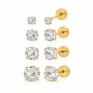 EVRY JEWELS Gold or Silver Plated Women's Flat Back Earrings Set Collection