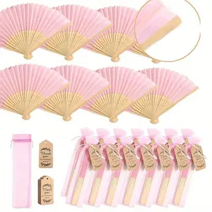 Wooden Folding Fan Set, Includes Gift Bag and Thank You Card, Wedding Bridal Shower Decor, Bridesmaid Bamboo Handheld Fan, Decoration, Accessory, Decoration Items