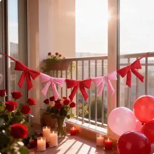 Valentine's day velvet bow garland home deco for party anniversary