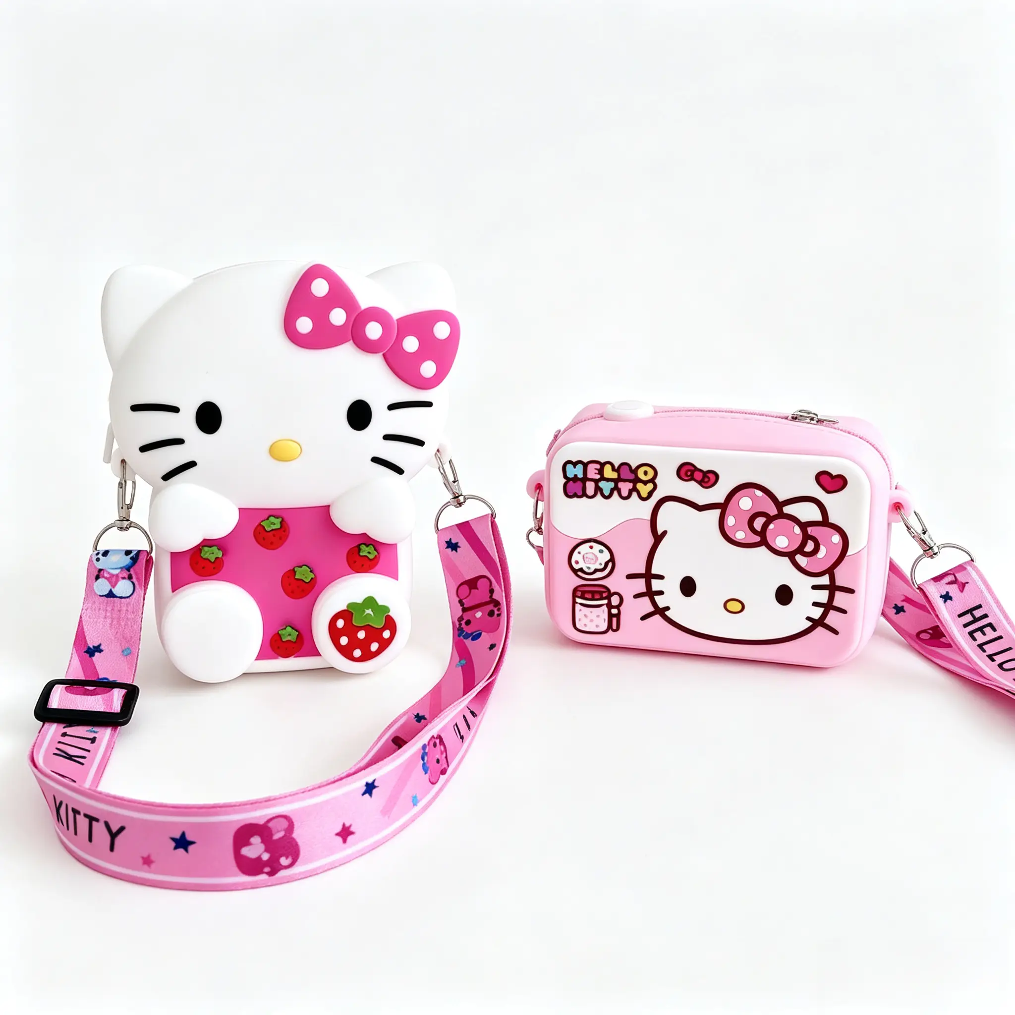 Sanrio Hello Kitty Silicone Shoulder Bag Cute Cartoon Mini Crossbody Purse Lightweight Waterproof Zipper Sling Bag for Daily Casual Use Gift for Girls Teens
