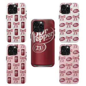 Cute Dr Pepper Soda Can Coquette Pink Bow Aesthetic Heavy Duty Tough Phone Case Shockproof Drop Protection Durable Hard Cover Trendy Gift for iPhone 11 12 13 14 15 16 17 Pro Max Plus