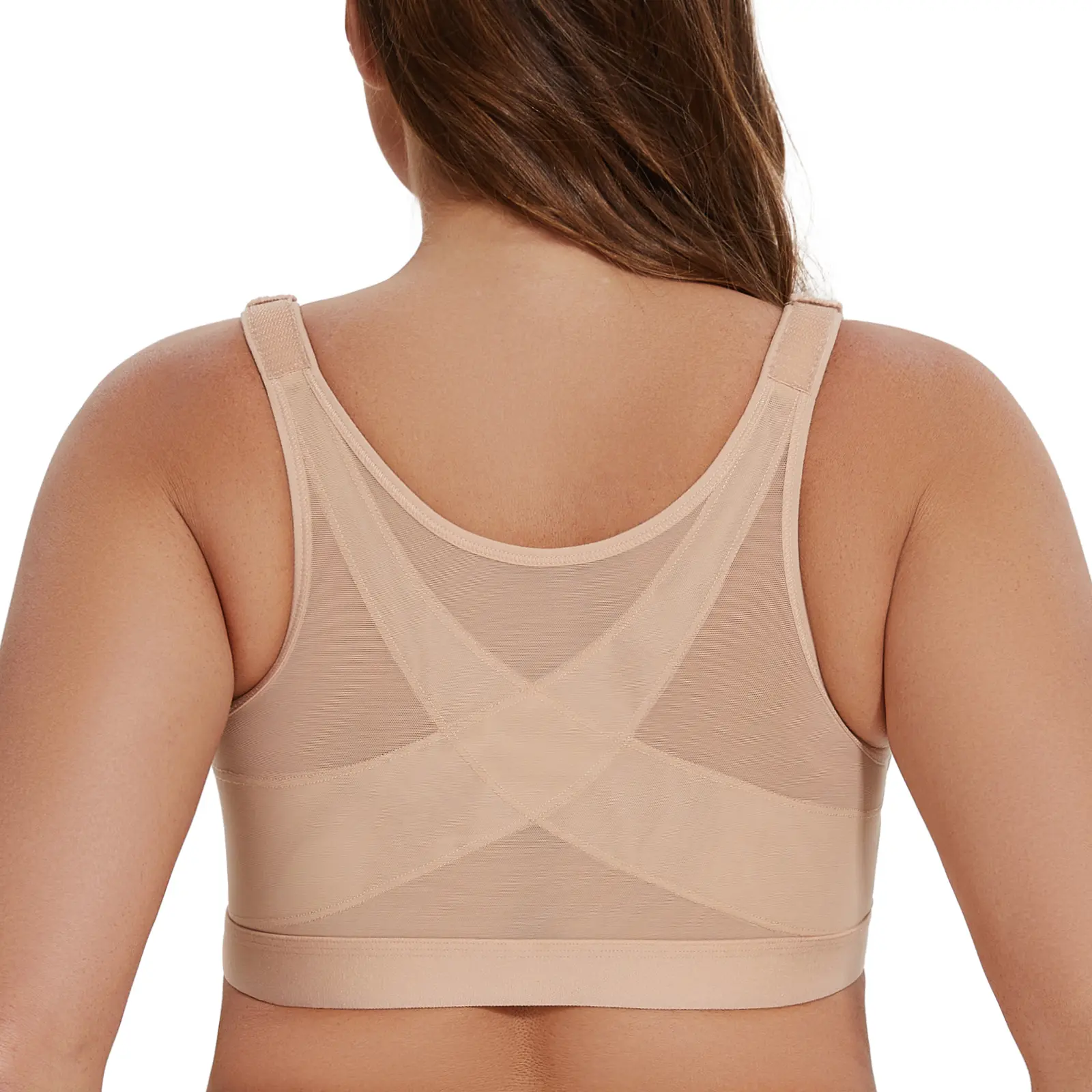 MELENECA Women's Wireless Posture Corrector Bra, Front Closure with Molded Cups for Post-Surgery Back Support and Stress Relief, Straps, Convertible, Foldable, Athletic