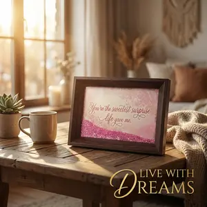 6×4 Inch Sand Drift Quicksand Photo Frame with Pink Glitter, "You're the Sweetest Surprise" Liquid Sand Art Frame, Romantic Flowing Sand Shadow Box, Premium Sentimental Gift for Wife Girlfriend, Ideal for Anniversary Birthday Valentine's Day