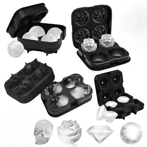 4-Hole Rose Flower Diamond Ice Cube Mold, Silicone Cocktail Ice Ball Maker, Durable Design for Home Use, Perfect for Drinks & Parties, Ice Molds