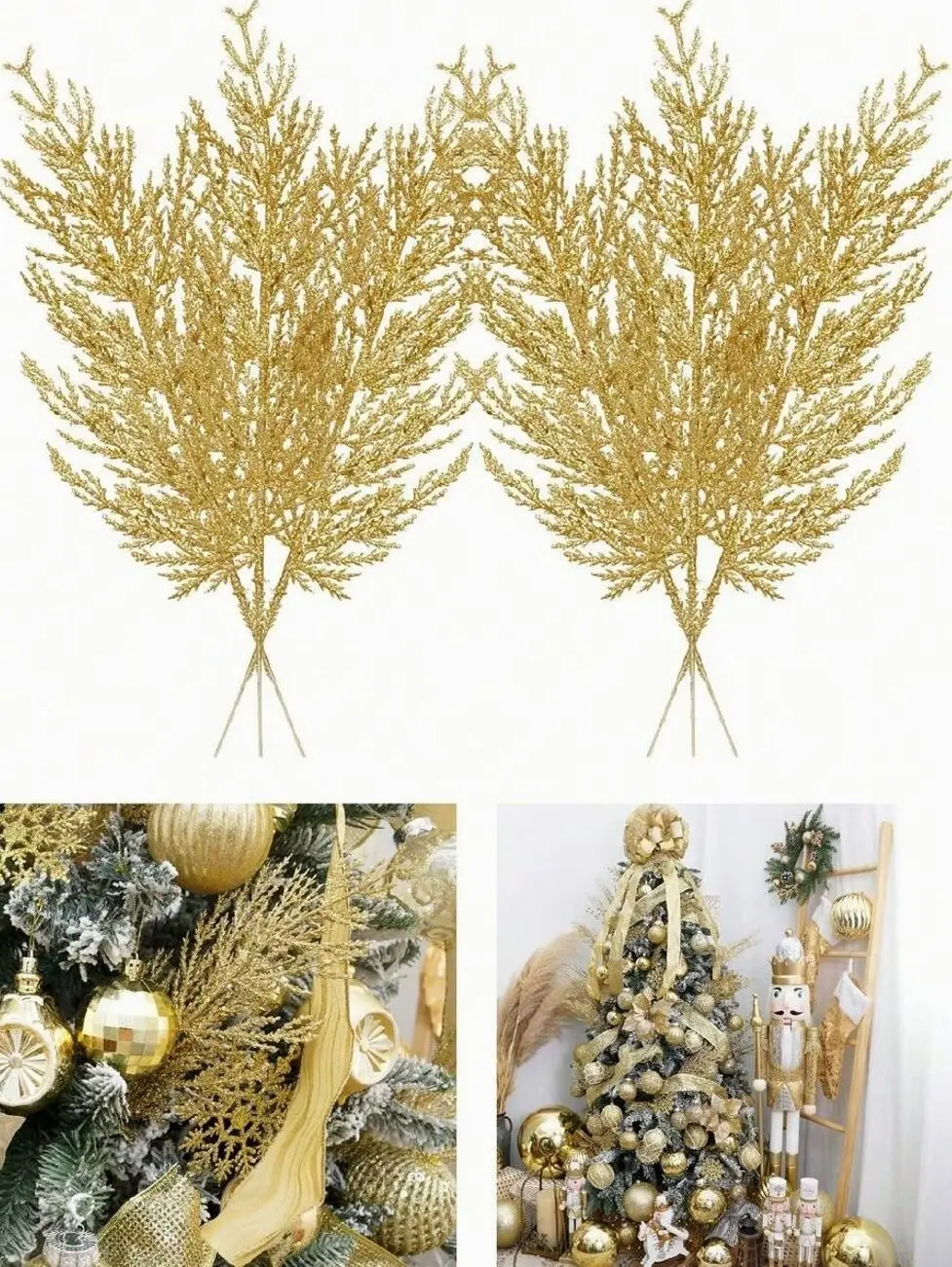 20pcs/10pcs - Christmas Glitter Pine Needles, Christmas Glitter Pine Needles, Christmas Customized Hanging Artificial Pine Needles