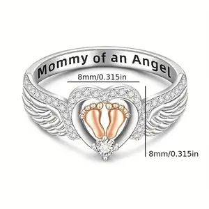 Silver dual color coating love mother's Day ring, women's design unique love gift, authentic high-quality ring, birthday Christmas, Women's Day, Mother's Day holiday gift