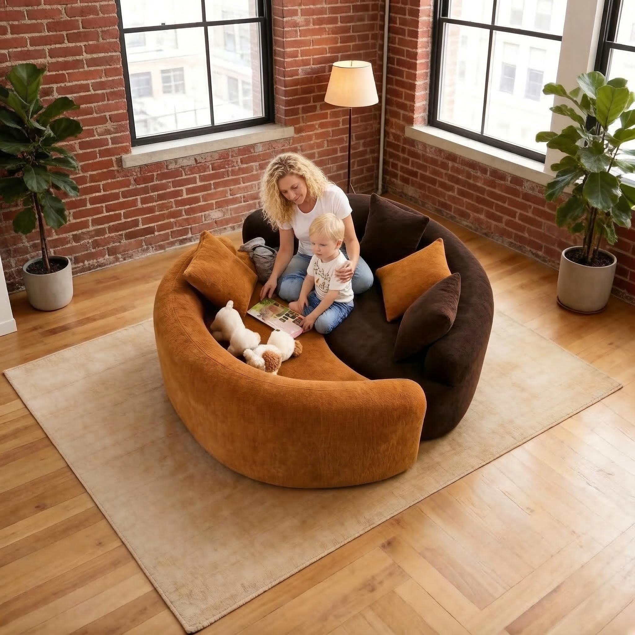 Modular Chenille Sofa, Pet Friendly Stain Resistant S Shaped Curved Sectional Couch for Small Space Living Room, Minimalist Cozy Couch boneless Chaise floor seats  Foldable Modern furniture