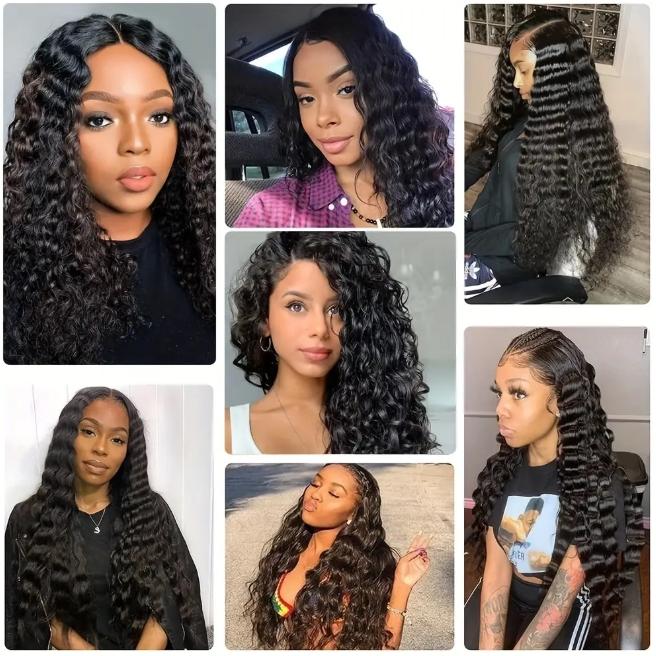 Human Hair Tape in Extensions for Women, Natural Black Remy Deep Wave 12-28 Inch, Seamless Double Weft Glue-In, Middle Eastern Collection 20pcs 30g, Suitable for All Ethnicities