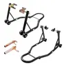 【toolupgrade】VEVOR Universal Motorcycle Combo Lift Stand - 850 lbs Capacity, 6.5-9.5in Fork Fitment, 8.9-13.8in Rear Fitment, 13.8in Tire Radius, Dual-Fork Front & Swingarm Spool Rear, for Yamaha Honda Sport Bikes, Red, Ideal for Storage & Maintenance