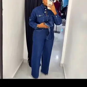 24k Holiday Two Pieces Women Denim Set, Vacation Jean Set Plus Size with Top and Skirt - Comfort, Suits, Womenswear, Clothes