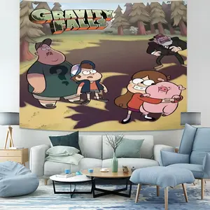 Gravity Falls Patterned Tapestry, Unique Wall Art For Living Room And Bedroom, Home Decor