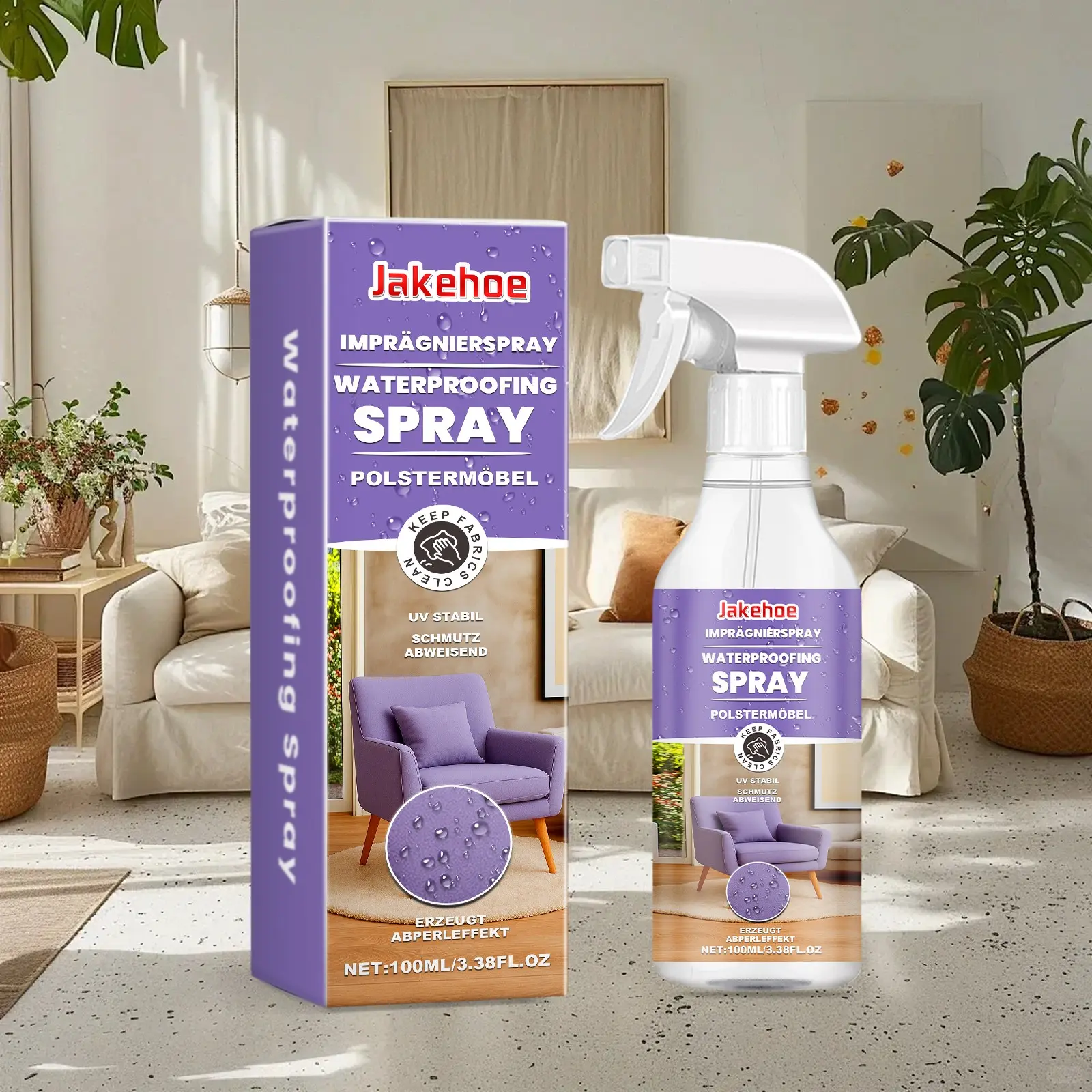 Jakehoe Furniture Fabric Waterproof Spray, Daily Convenient Home Sofa Cleaning Stain Remover, Easy Care Household Cleaner, Stain Treater Spray, Cleaner Liquid