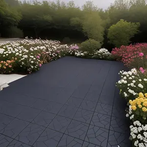 Stone Style 12" Patio Deck Tiles, DIY Module Interlocking Decking Tiles Floor Tile  Outdoor and Indoor,Easy and Quick Installation Court Tiles for Porch Poolside Balcony Backyard 44pcs DARK GRAY